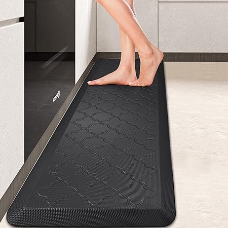 Anti Fatigue Cushioned Non Slip Standing Mats for Home Kitchen Sink Office Standing Desk Standup Desk Riser Laundry (Black, 17.3" x28"+17.3" x28"-0.47")