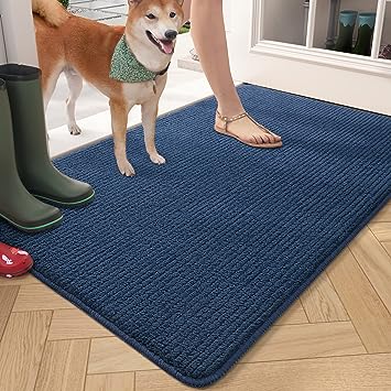 20"x32" Dark Grey Front Inside Absorbent Floor Mat, Non Slip Washable Entryway Rug