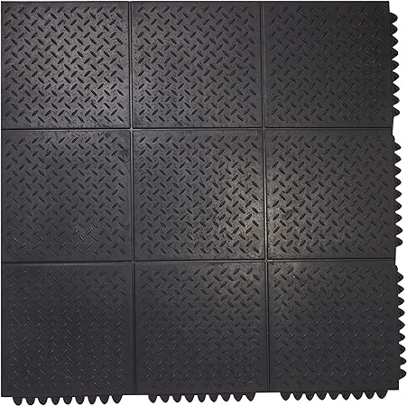 Interlocking Rubber Commercial Restaurant Non-Slip Bar Kitchen Mat - 3' x 3' - Pack of 4