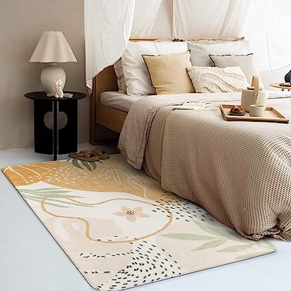Modern Abstract Non-Slip Minimalist Art Area Rug Accent Distressed Washable Floor Carpet