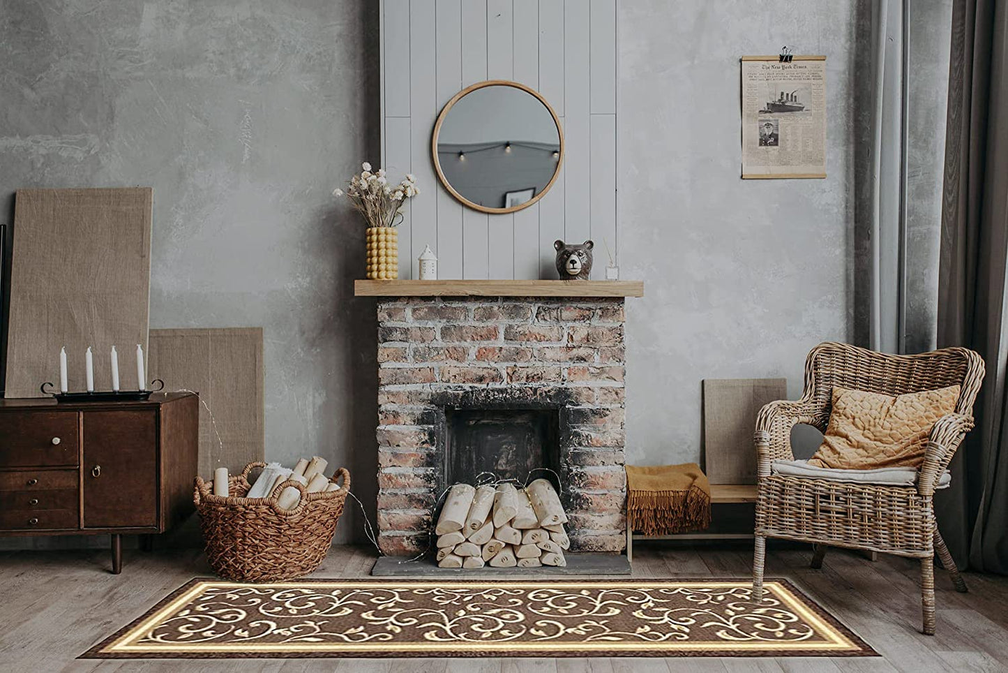 Non Slip Rubber Back  Kitchen Rug Anti Slip Stair Treads (Red, Runner (20" x 59"))