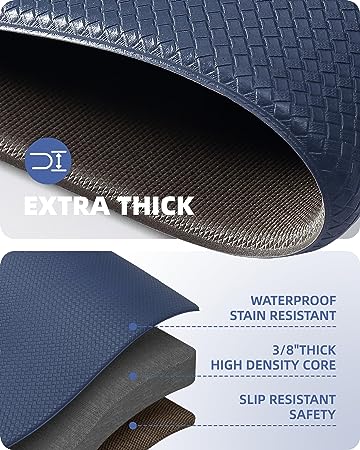Cushioned Anti-Fatigue Kitchen Mat, Non Skid Waterproof Comfort Standing Kitchen Rugs and Mats, Memory Foam Kitchen mat, 17"x79", Black