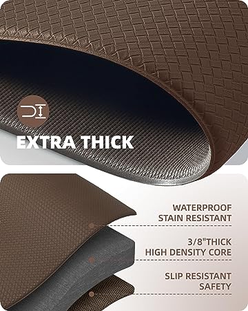 Cushioned Anti-Fatigue Kitchen Mat, Non Skid Waterproof Comfort Standing Kitchen Rugs and Mats, Memory Foam Kitchen mat, 17"x79", Black