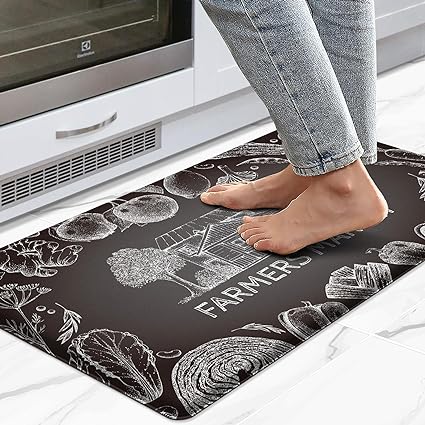 Non Skid Washable Anti Fatigue Mat Waterproof Cushioned Kitchen Matt for Standing 17.3"x29", Farmhouse