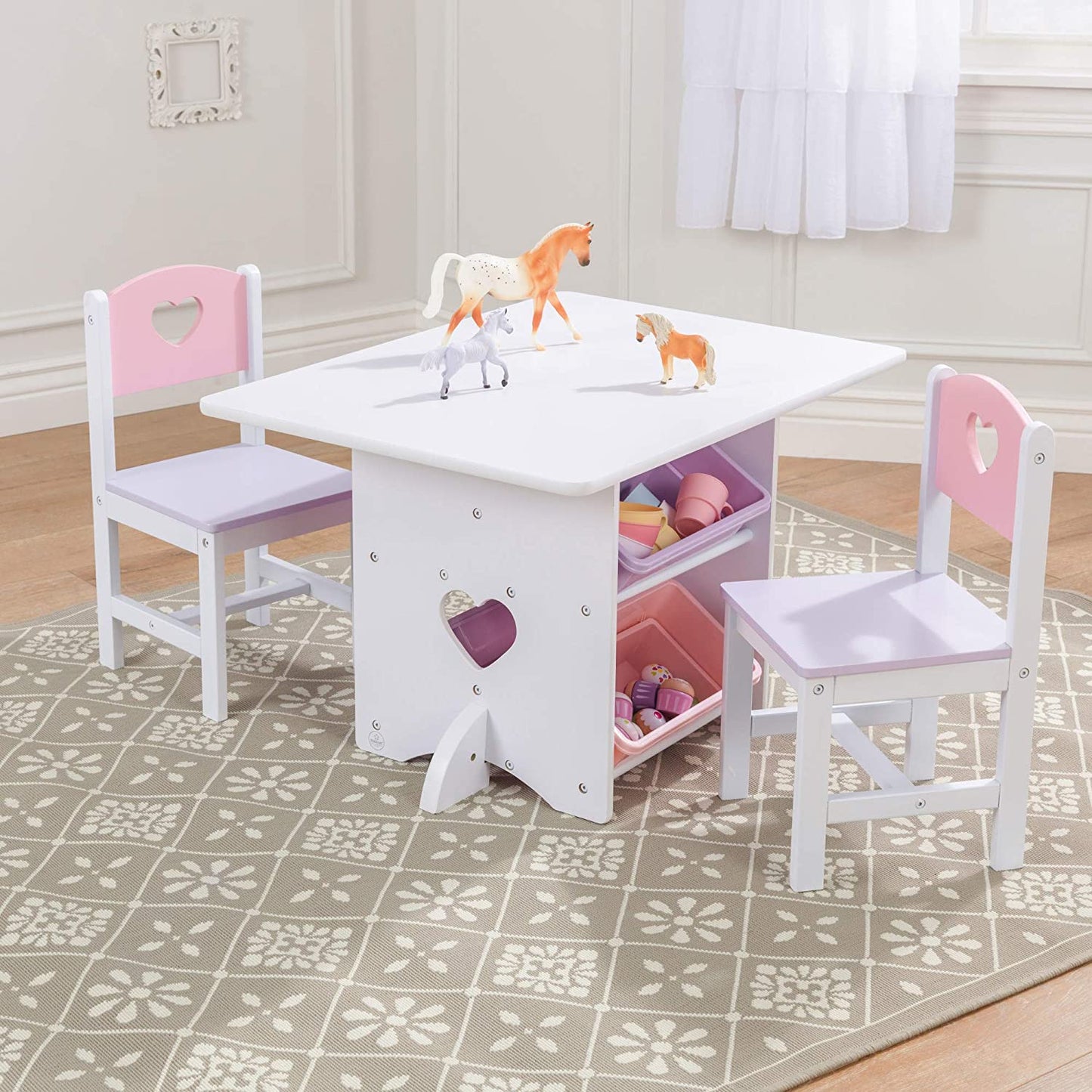 Heart Table and Chair Set Pastel