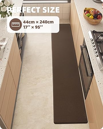 Cushioned Anti-Fatigue Kitchen Mat, Non Skid Waterproof Comfort Standing Kitchen Rugs and Mats, Memory Foam Kitchen mat, 17"x79", Black