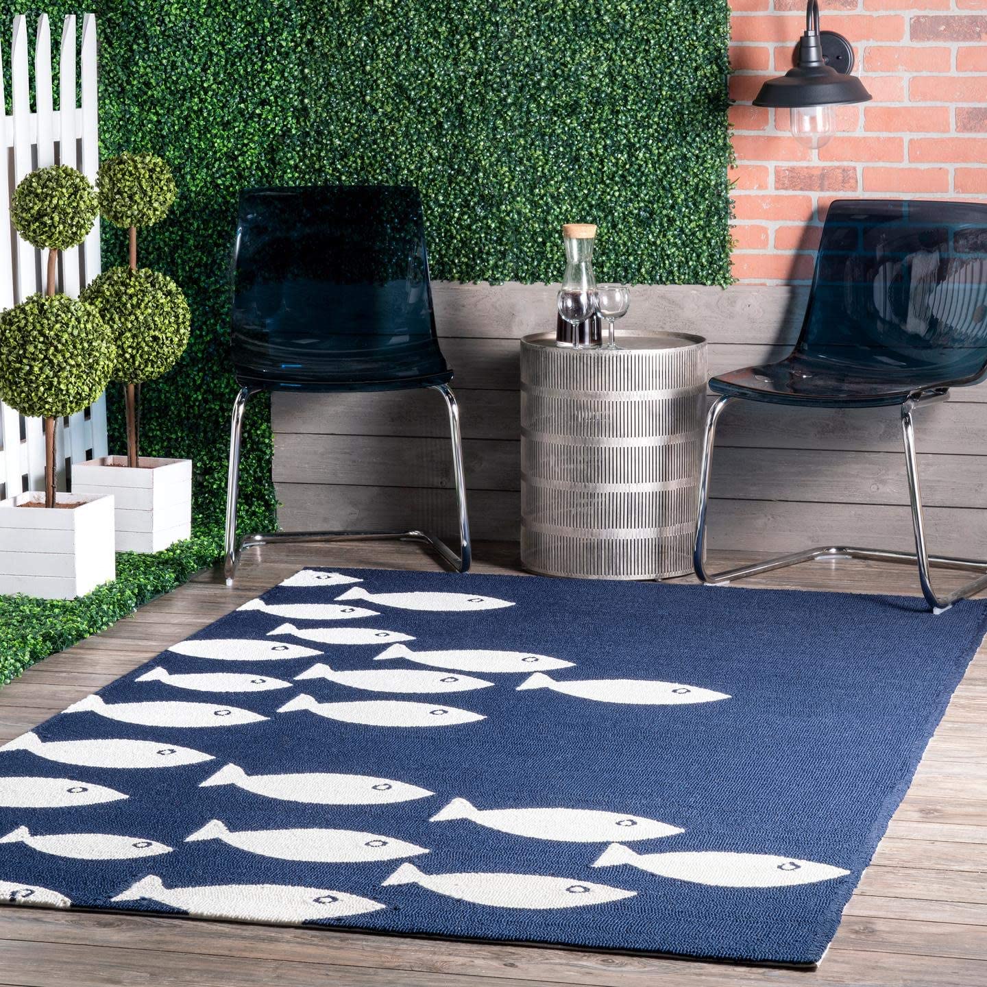 Vivienne Hand Hooked Indoor/Outdoor Soft Area Rug Navy