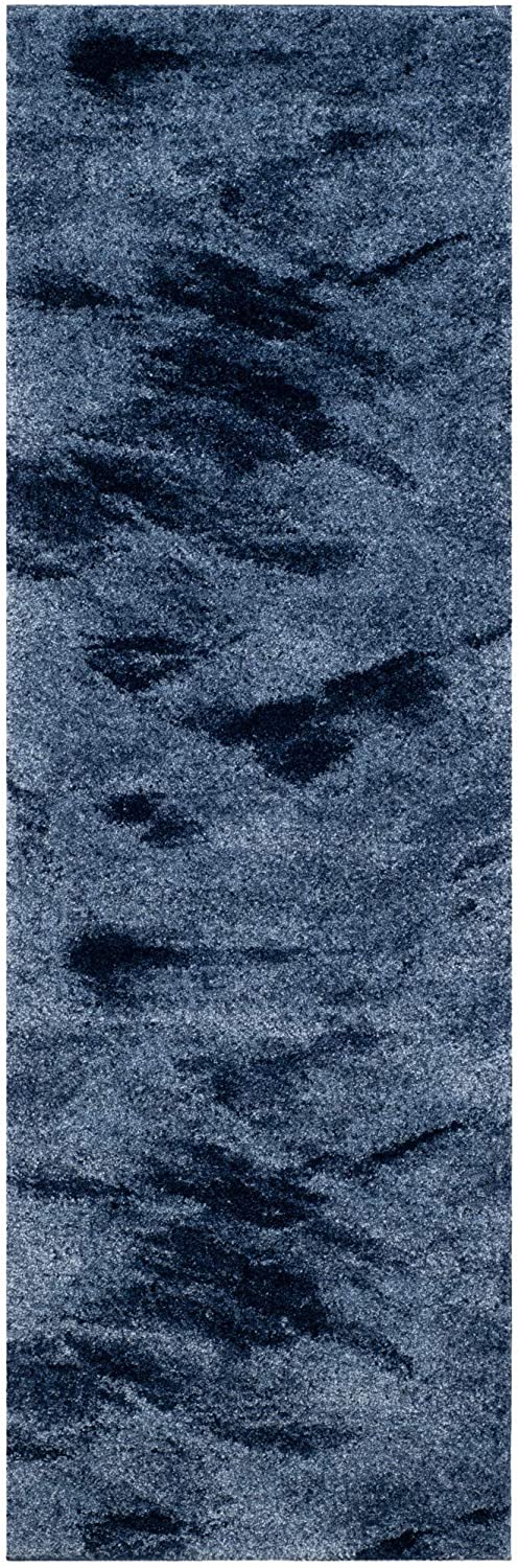 Modern Abstract Light Blue and Blue Area Rug