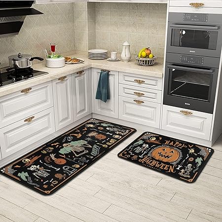 Non Slip Kitchen Rug Anti Fatigue Mats for Kitchen Floor Waterproof Washable Rug Runner for Kitchen Laundry17x30+17x47inch