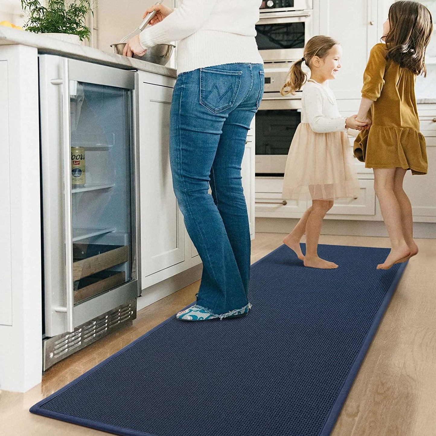 Non slip, washable, 2 PCS Woven Kitchen Rug Set of 2 - Khaki