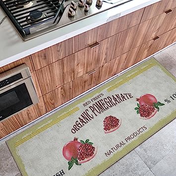 Machine Washable Wrinkle Free Coffee Cup Design Cotton 2 x 5 Kitchen Runner Rug (20" x 59", Beige)