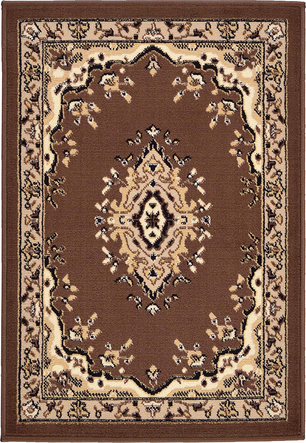 Traditional Medallion Brown Soft Area Rug