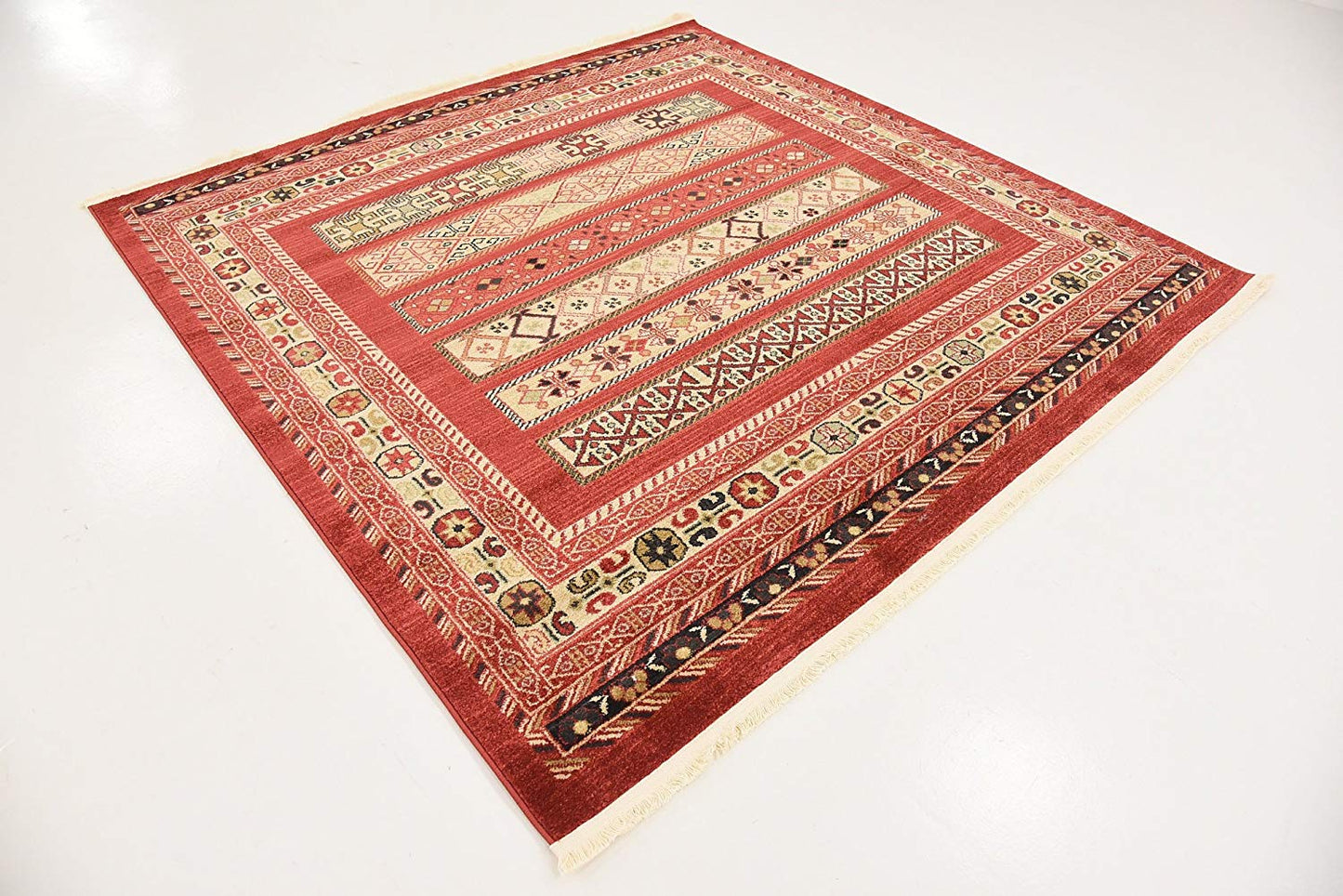 Tribal Pattern Rust Red Soft Area Rug