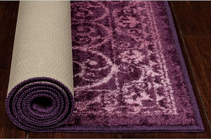 Pelham 2-Piece Non Slip Machine Washable Traditional Vintage Throw and Runner Floor Carpet, 17"x24" + 17"x48", Blue/Grey