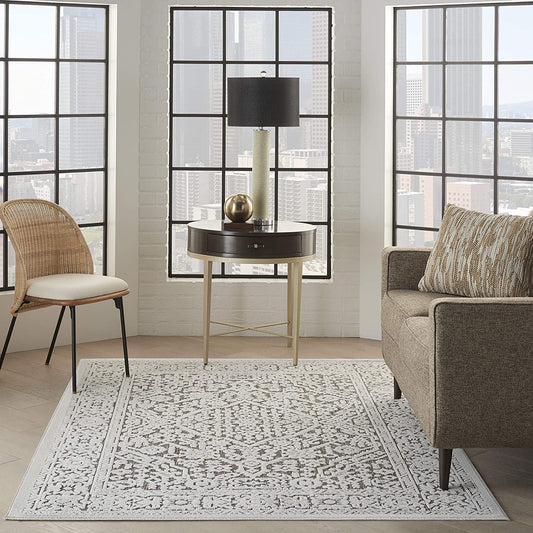 Calobra Indoor/Outdoor Geometric Border Area Rug, Beige