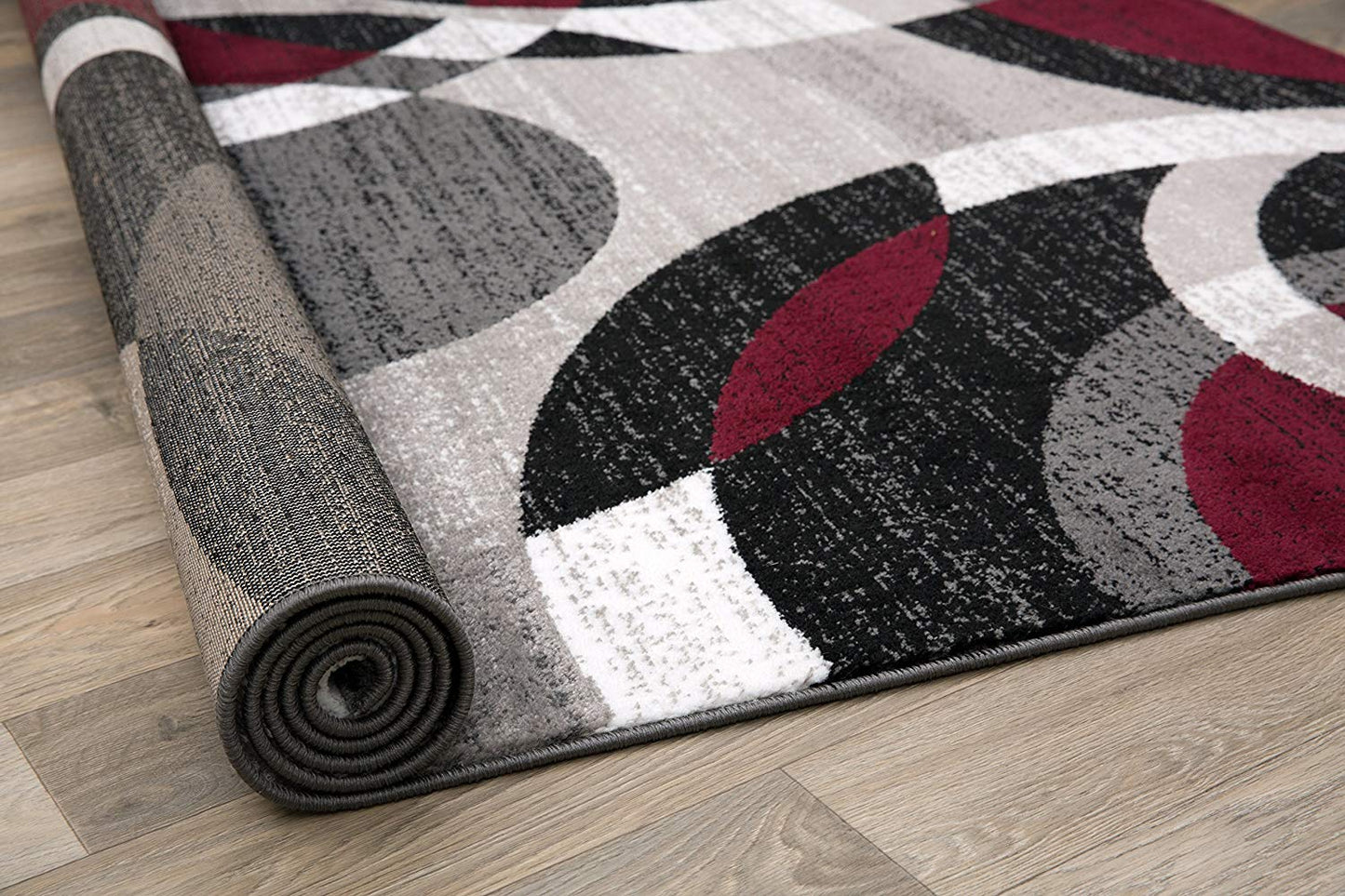 Red Gray Soft Circles Area Rug
