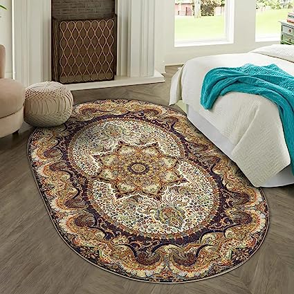 Washable Persian Distressed Doormat Faux Wool Bohemian Entryway Rug