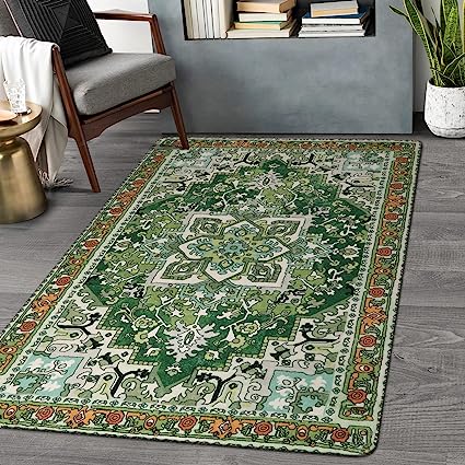 Traditional Oriental Washable Non-Slip Distressed Vintage Accent Throw Rugs