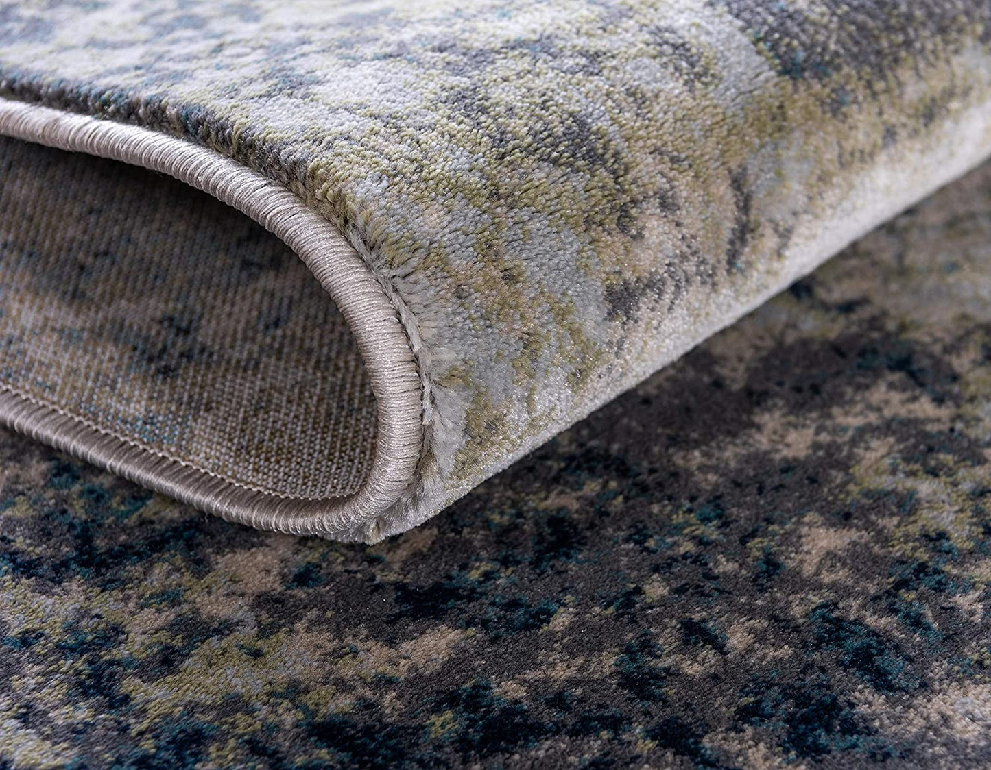 Mystic Collection Abstract Vintage Navy Blue Area Rug