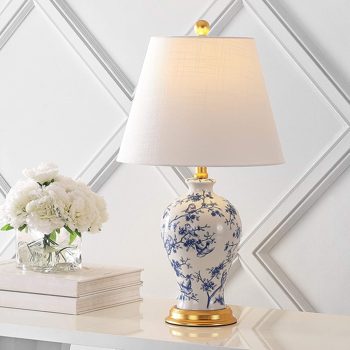 Collins 24" Glass LED Lamp Blue/White