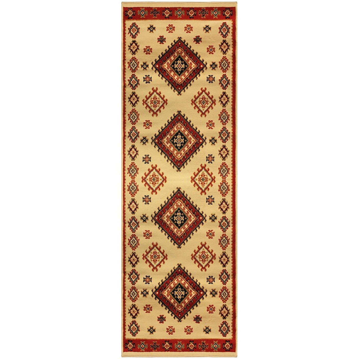 Southwest Style Bordered Ivory Area Rug