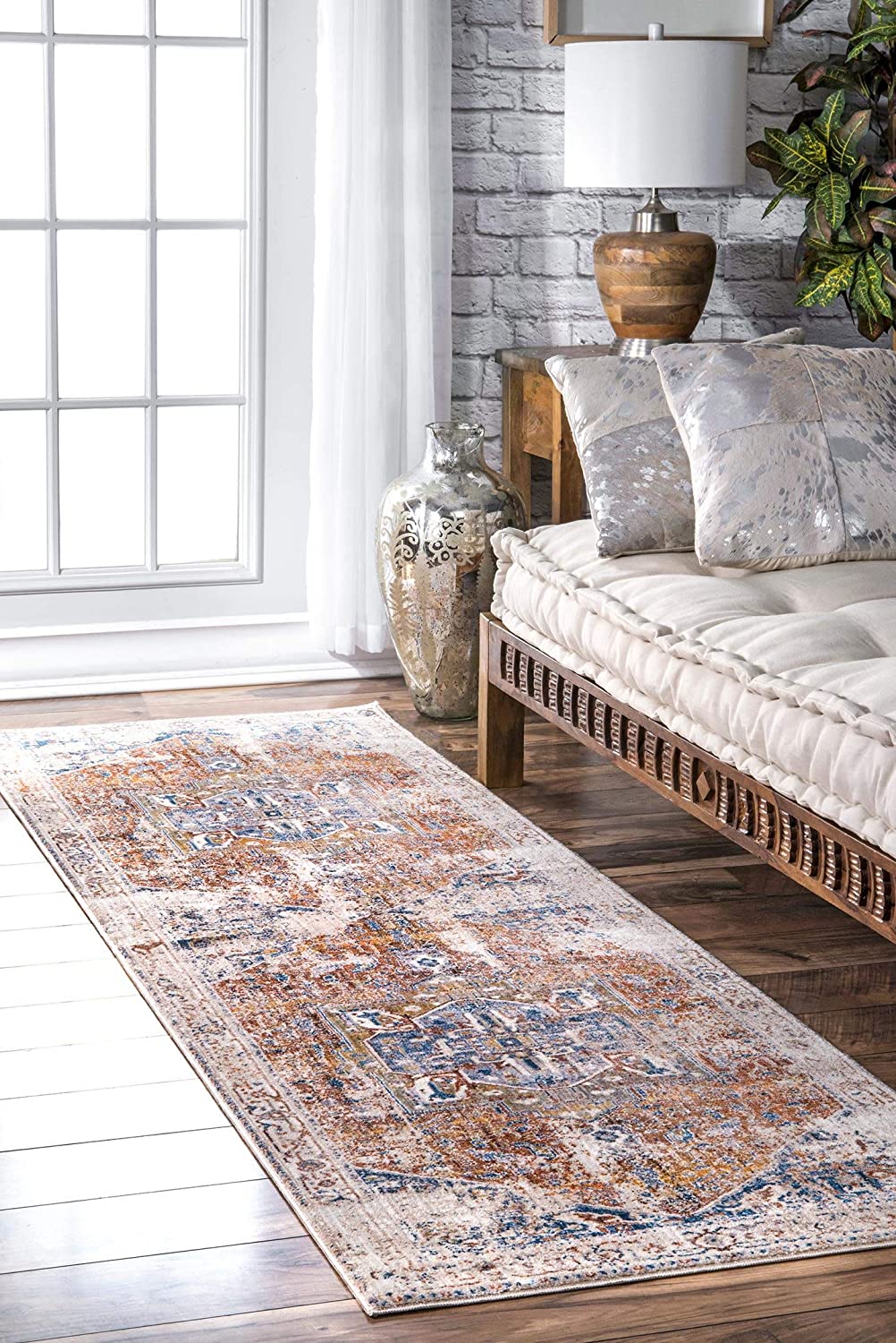 nuLOOM Ethel Medallion Fringe Area Rug lvory