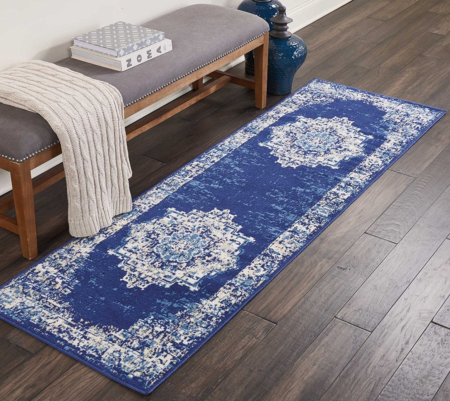 Navy Blue Distressed Persian Area Rugs