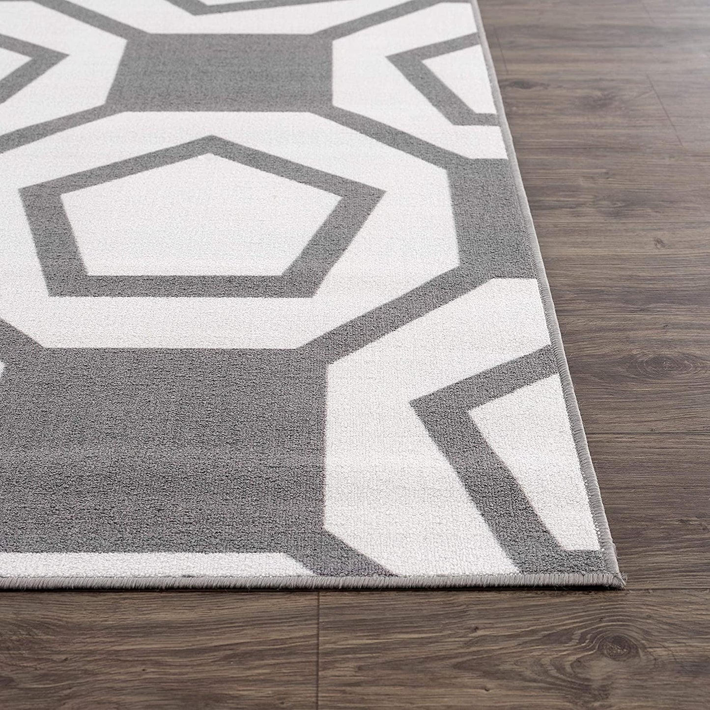 Modern Geometric Grey Non-Slip Area Rug
