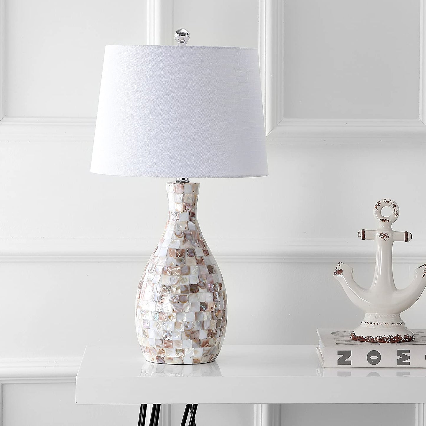 Verna 26.5" Seashell LED Table Lamp Ivory/Beige