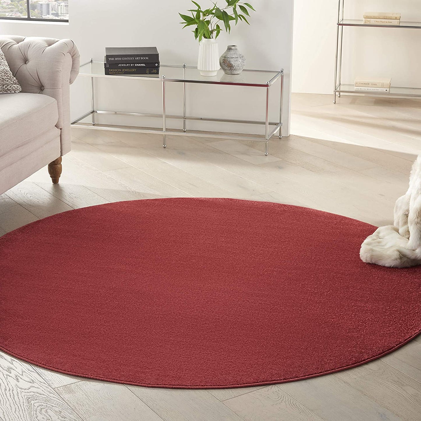 Solid Contemporary Brick Red Indoor/Outdoor Area Rug