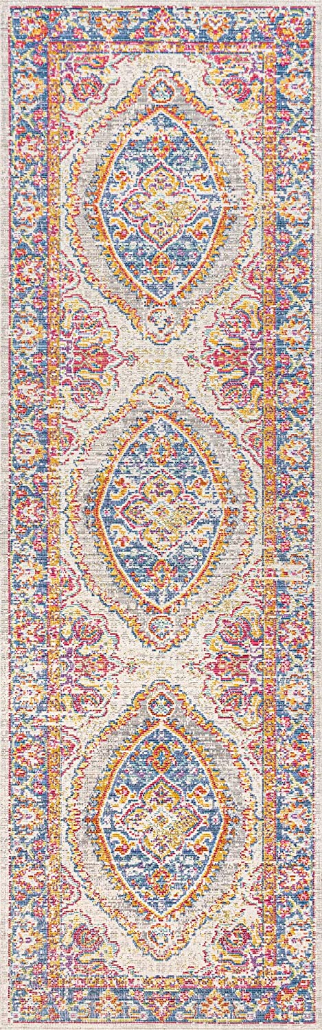 Kilia Medallion Fuschia/Mustard/Indigo Soft Area Rug
