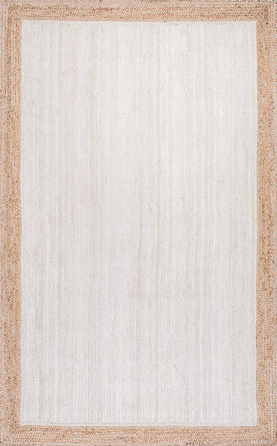 Hand Woven Jute Area Rug, White