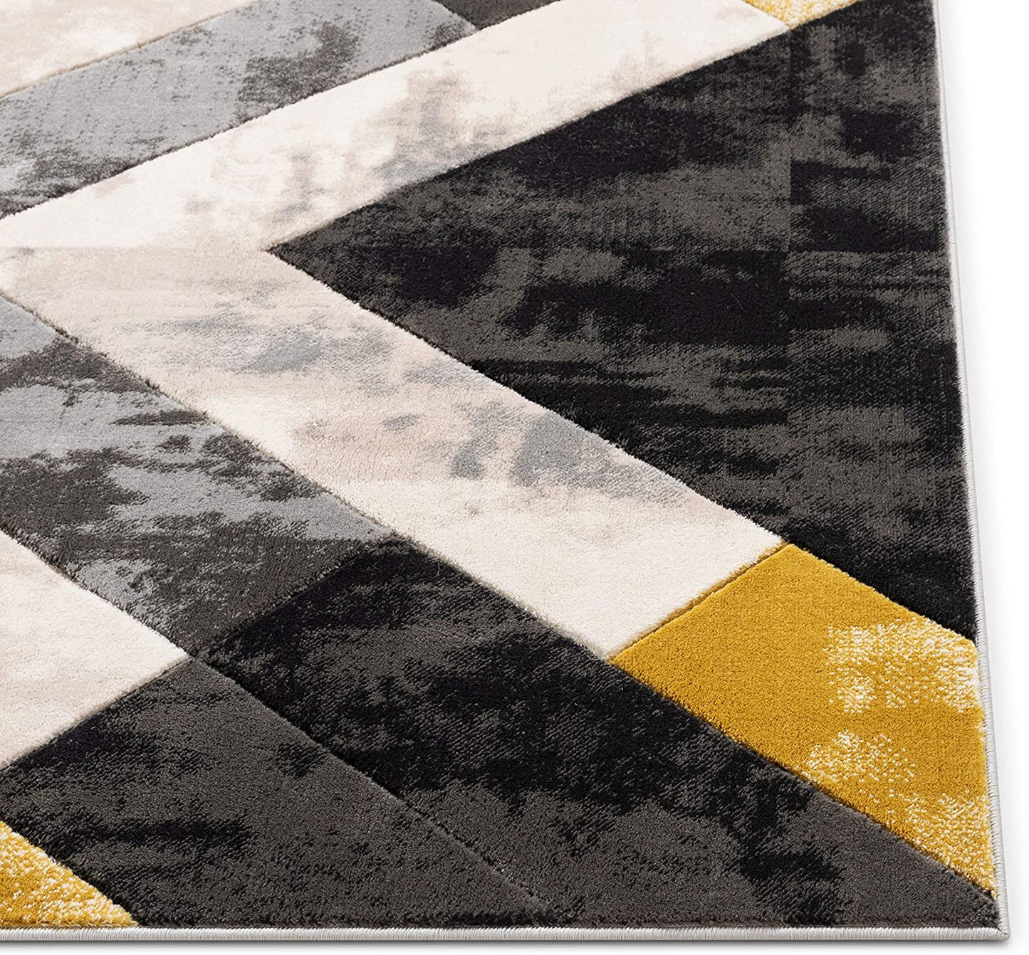 Rheta Blue Modern Geometric Stripes & Angles Pattern Area Rug