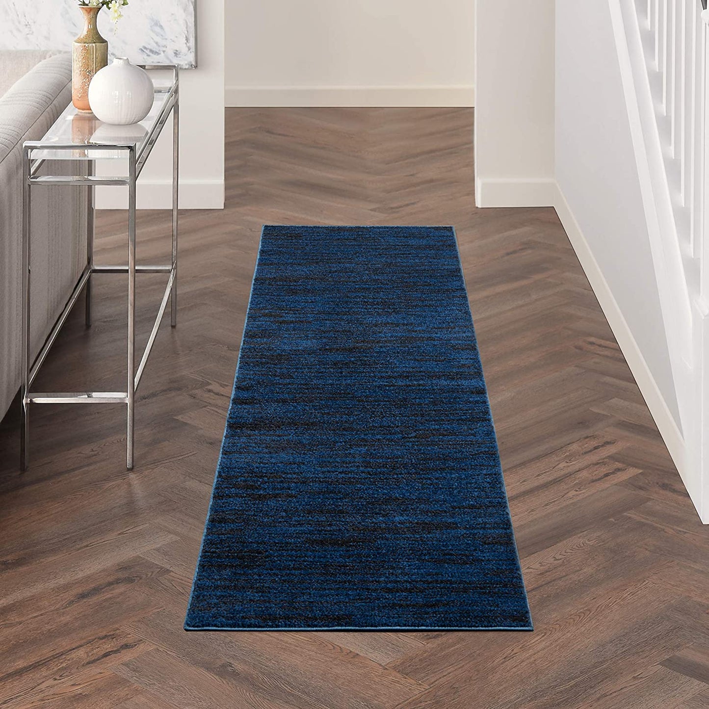 Solid Contemporary Midnight Blue Indoor/Outdoor Area Rug