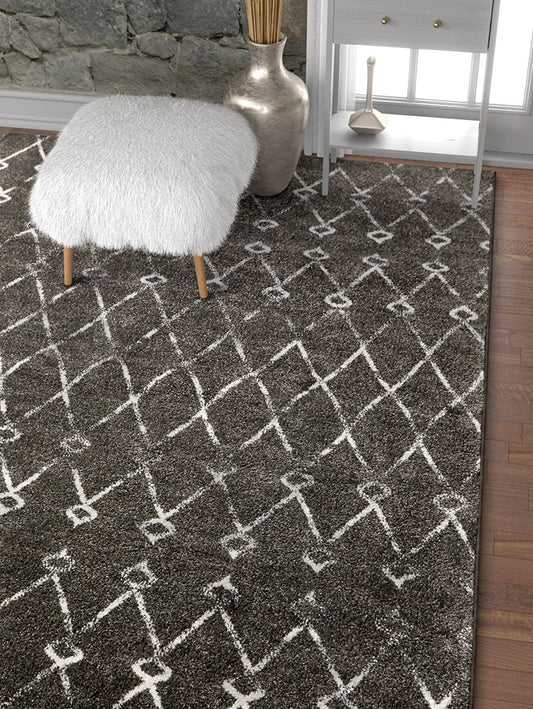 Trellis Gray Distressed Lattice Area Rugs