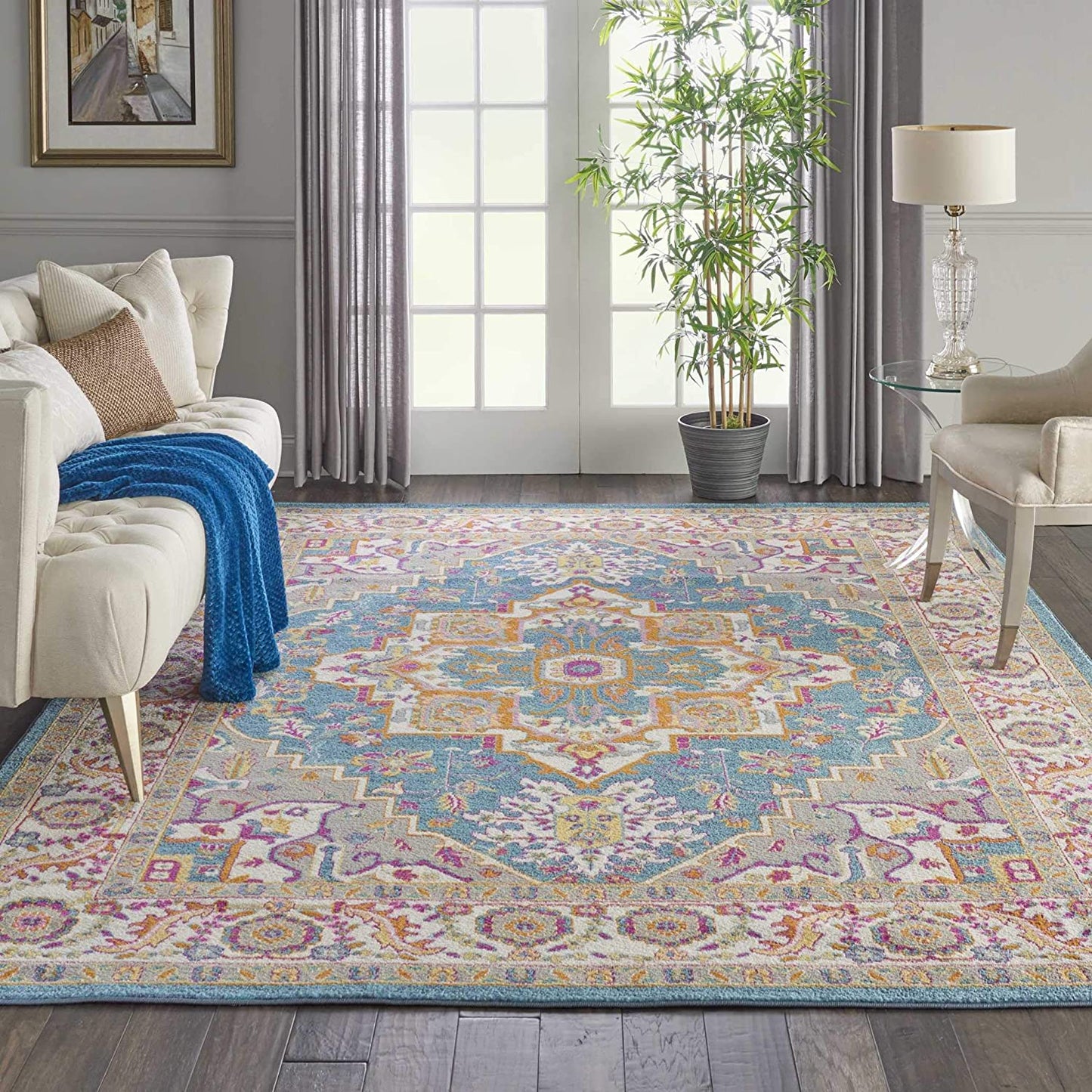 Persian Colorful Teal Multicolor Area Rug