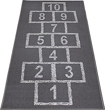 Machine Washable Wrinkle Free Abstract Hopscotch Design Cotton 3x6 Kid's Area Rug