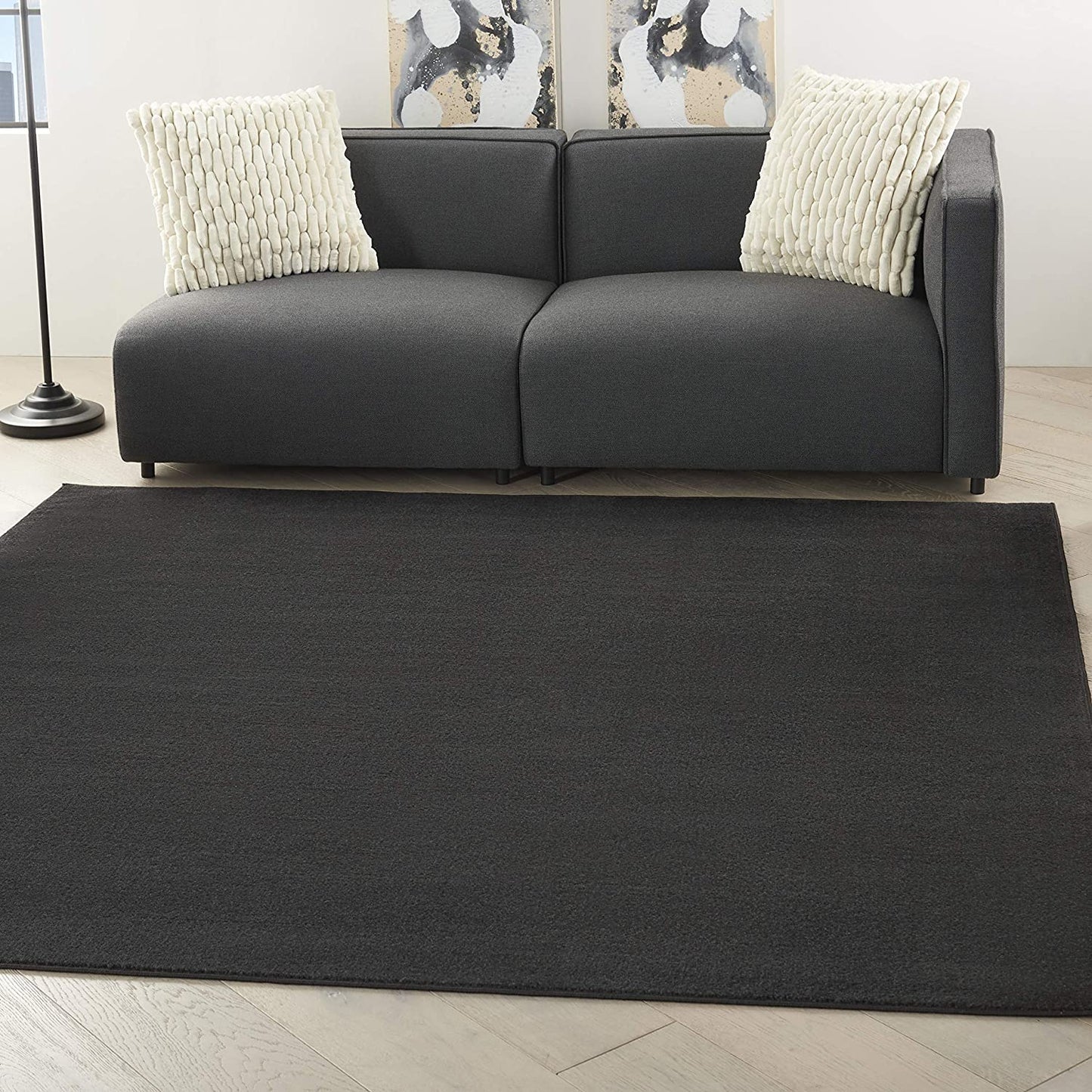 Solid Contemporary Black Indoor/Outdoor Area Rug
