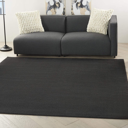 Solid Contemporary Black Indoor/Outdoor Area Rug