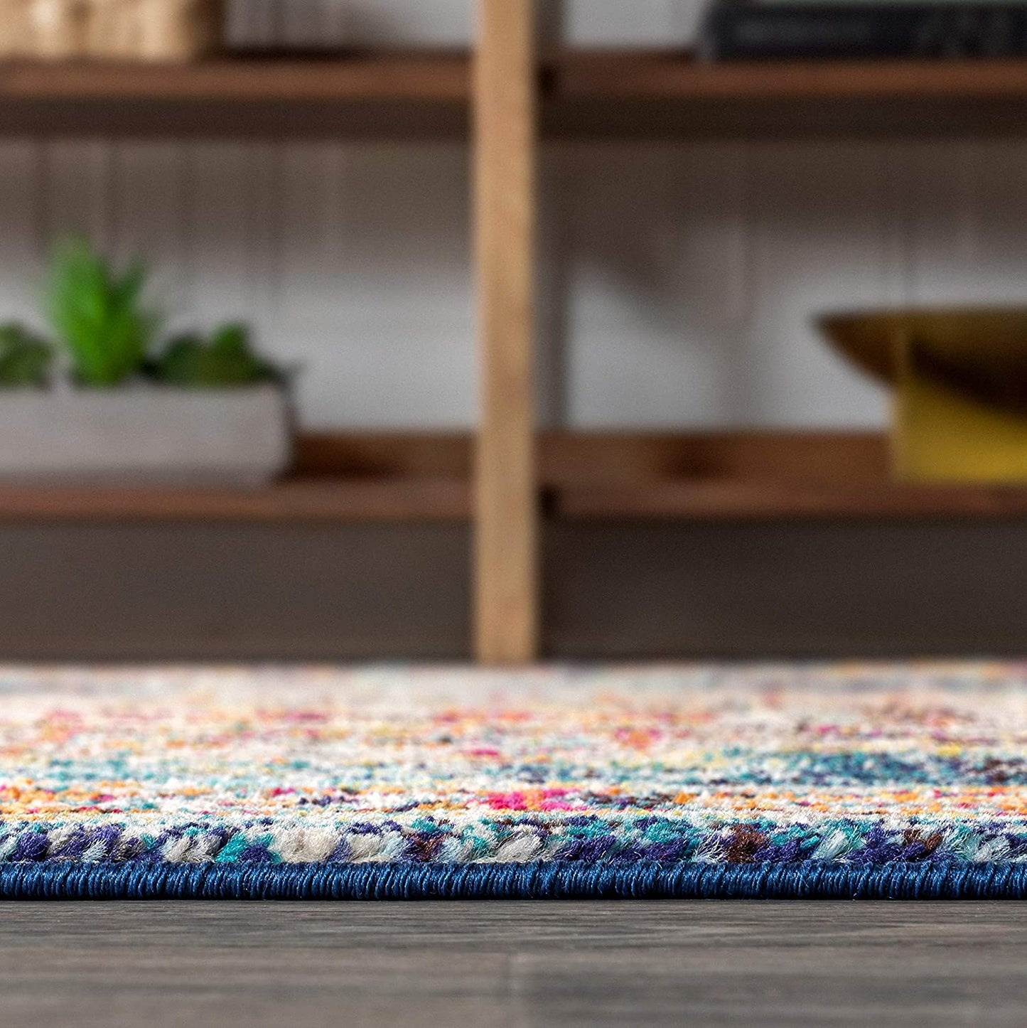 Bohemian Boho Vintage Medallion Navy/Red Rug