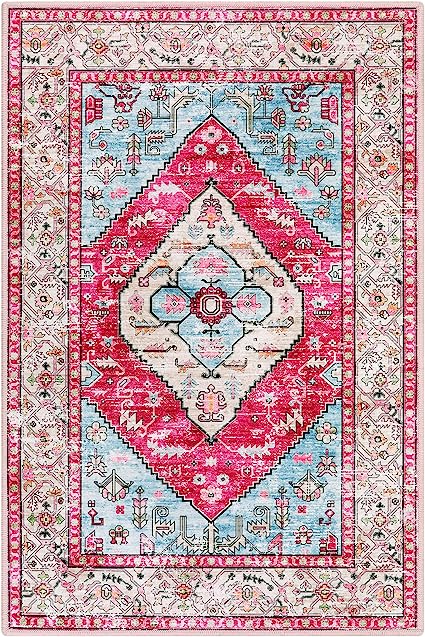 Non-Slip Distressed Vintage Persian Oriental, Small Accent Throw Low Pile Traditional Area Rug - 2' X 3'
