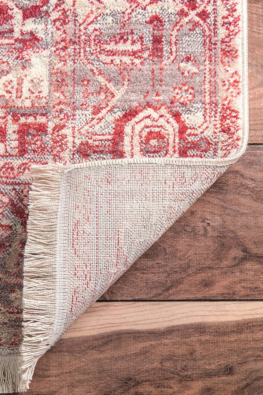 nuLOOM Ethel Medallion Fringe Area Rug, Red