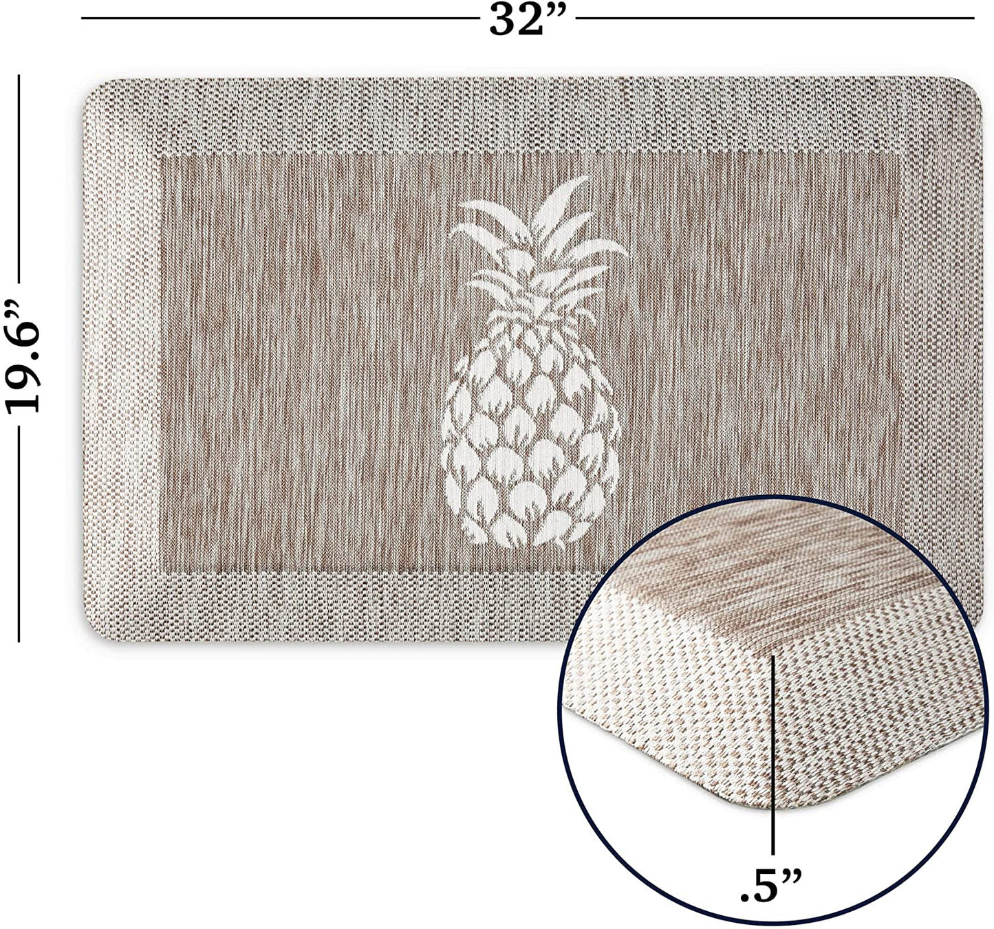 Aloha Modern Pineapple Anti-Fatigue Air-Infused Kitchen Mat, Coffee brown