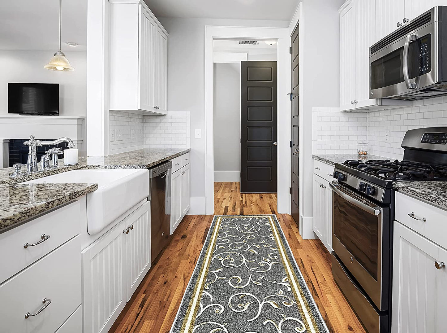 Non Slip Rubber Back  Kitchen Rug Anti Slip Stair Treads (Red, Runner (20" x 59"))