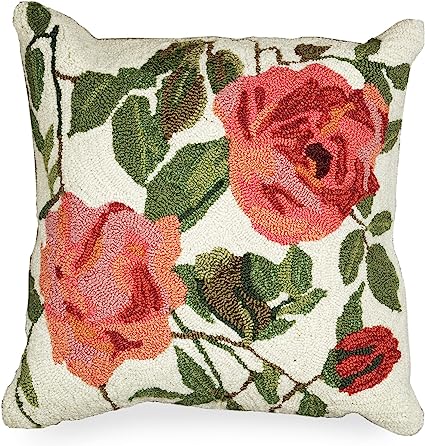 Frontporch Indoor/Outdoor Easy Care Invisible Zipper Hand Tufted Pillow- Birds Multi 18" x 18"