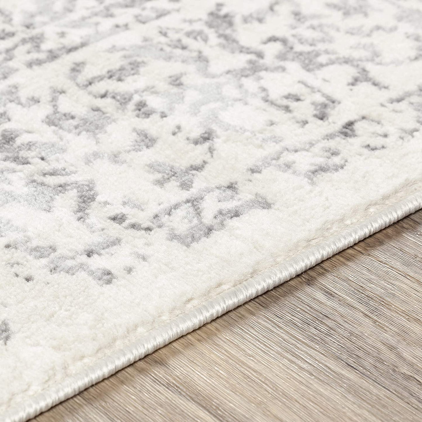 Preston Damask Floral Soft Area Rug, Ivory Grey