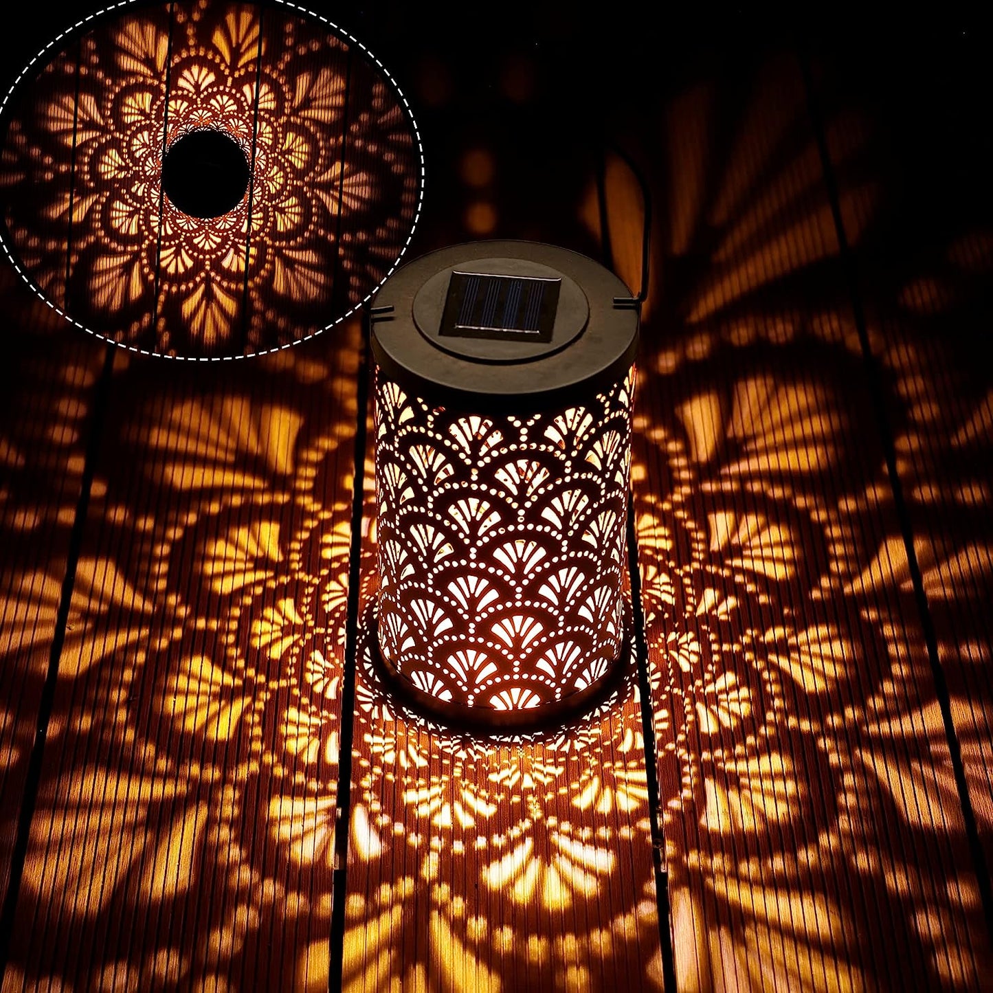 Solar Lantern Outdoor Waterproof, Hanging, Powered Lights, Backyard Porch Patio Balcony Teepee Lawn Pathway Tree-Flower