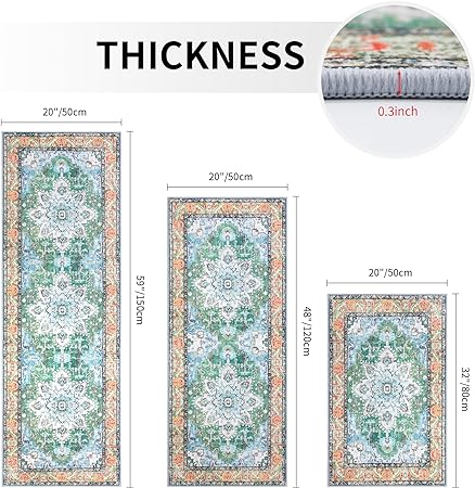 Sets of 3 Non Slip Machine Washable Entryway Rug