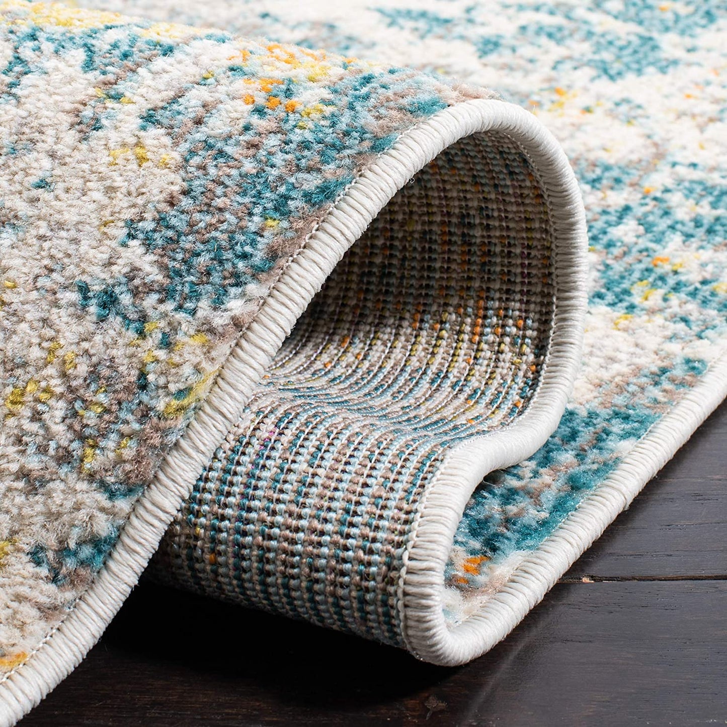 Safavieh Madison Collection Modern Abstract Ivory / Teal