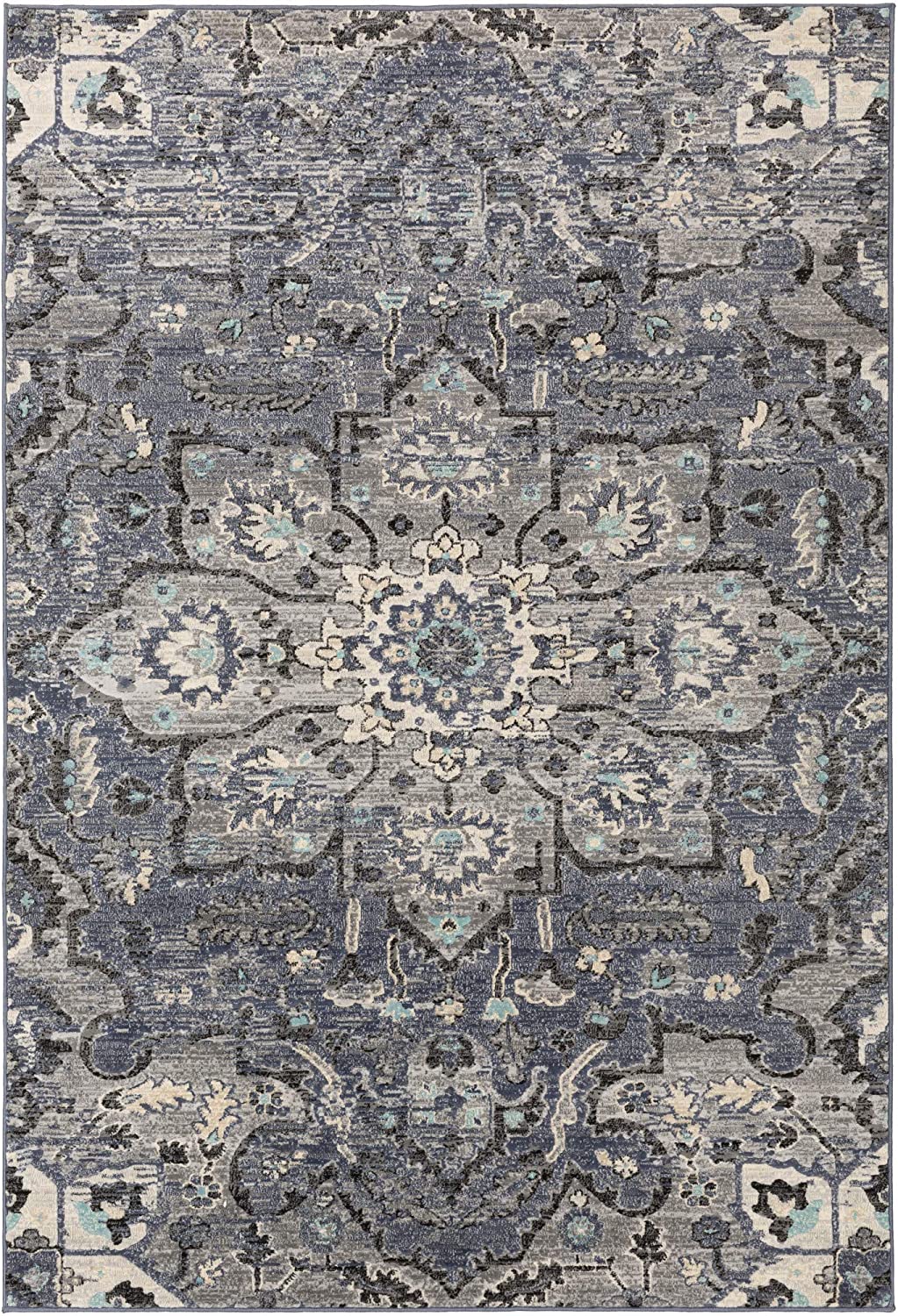 Weavers Tamlin Traditional Medallion Soft Area Rug Charcoal